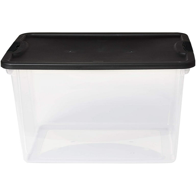Mainstays 64 Quart Latching Clear Storage Container with Black Lid 