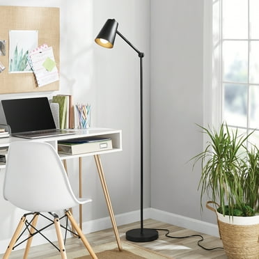 Mainstays 64 inch Black Architect Floor Lamp, Matte Metal Finish