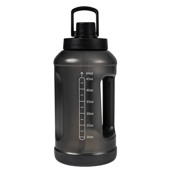 Mainstays 64 Fluid Ounces Reusable Water Bottle, Black, Straw, Plastic, Light Weight