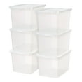 thumbnail image 1 of Mainstays 68 Qt. Plastic Storage Bins with Lids, Clear, Stackable Totes, Containers 6Pk, 1 of 8