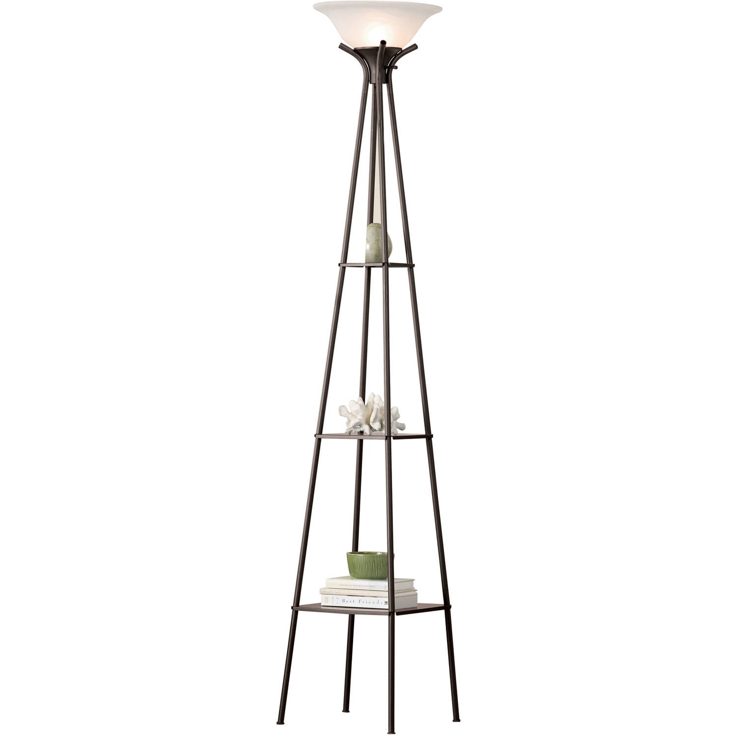Mainstays 69" Etagere Floor Lamp, Charcoal Finish, CFL Bulb Included