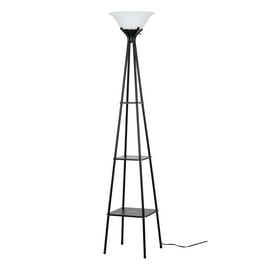 Simple Designs Wood Etagere Shelving Floor Lamp in Light Pink with Cream Shade Walmart