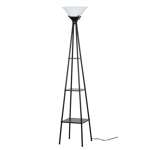 Mainstays 69" Metal Etagere Floor Lamp, Charcoal Finish