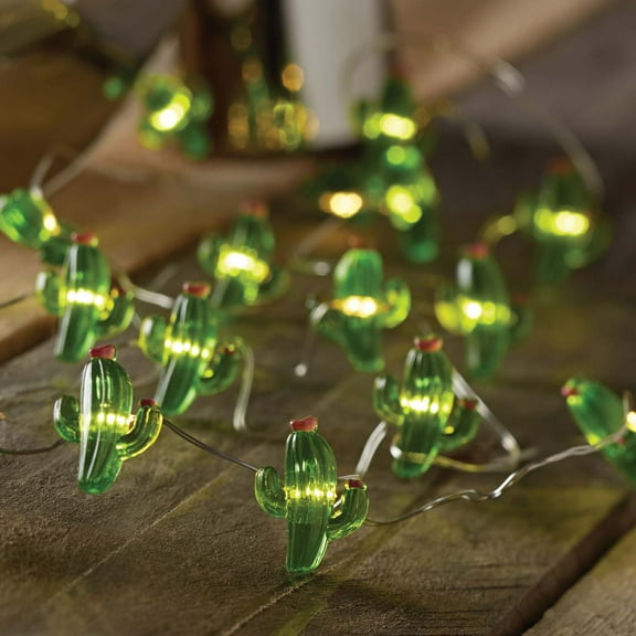 Mainstays 6ft Cactus Indoor LED Fairy String Lights with Battery Operated Automatic Timer - 18 LED Lights