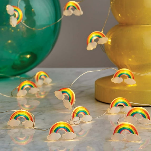 Mainstays 6ft Rainbow Indoor LED Fairy String Lights with Battery Operated Automatic Timer - 18 LED Lights