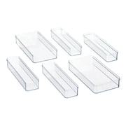 Mainstays 6-Piece Clear Plastic Drawer Organizer Set, Stackable Storage Bins