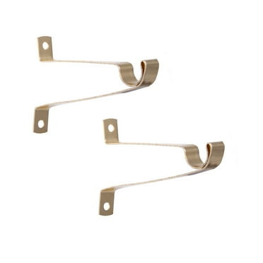 Mainstays 7/16 in. Diameter Petite Café Metal Curtain Rod Mounting Brackets, Set of 2, Brass Finish