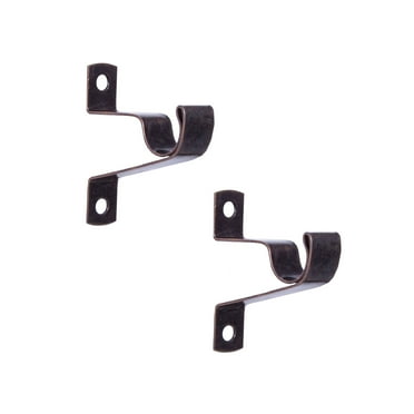 Mainstays 7/16 in. Diameter Petite Café Metal Curtain Rod Mounting Brackets, Set of 2, Bronze Finish