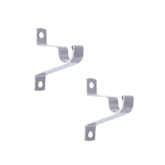 Mainstays 7/16 in. Diameter Petite Café Metal Curtain Rod Mounting Brackets, Set of 2, Nickel Finish
