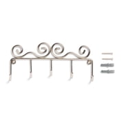 Mainstays 7.25 inch Shelf Mail and Key Wall Mount Rack Organizer with 5 Key Hooks for Leashes, Keychains, 2 lbs Capacity, Satin Nickel, 1 Pack