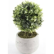 Mainstays 7.5" Artificial Mini Boxwood Topiary in Gray Cement Planter