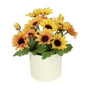 Mainstays Artificial Sunflower Plant in Cream Pot, Yellow, 7.5 in