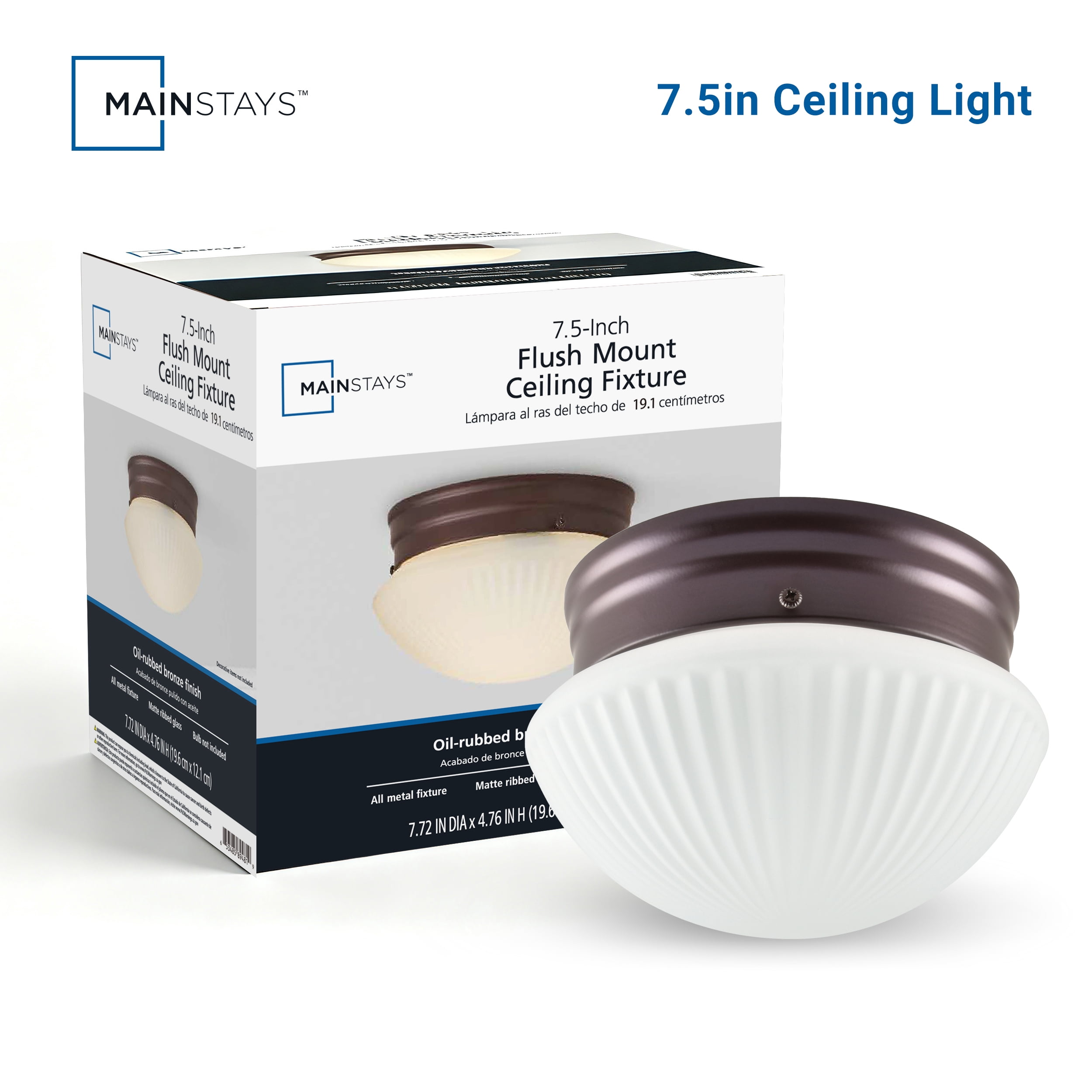 Mainstays Flush Mount Ceiling Light, Bronze Finish, Bulb Not Included