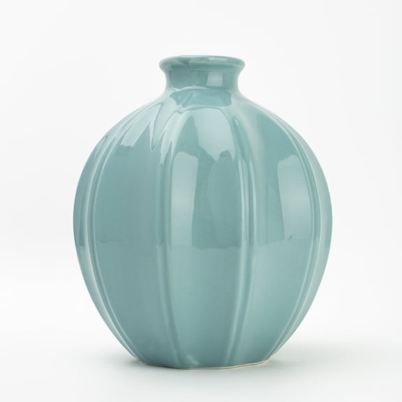 Mainstays Ceramic Oval Vase, 7.5", Solid Blue