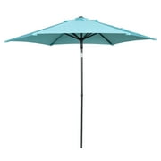 Mainstays 7.5ft Aqua Round Outdoor Tilting Market Patio Umbrella with Push-up Function