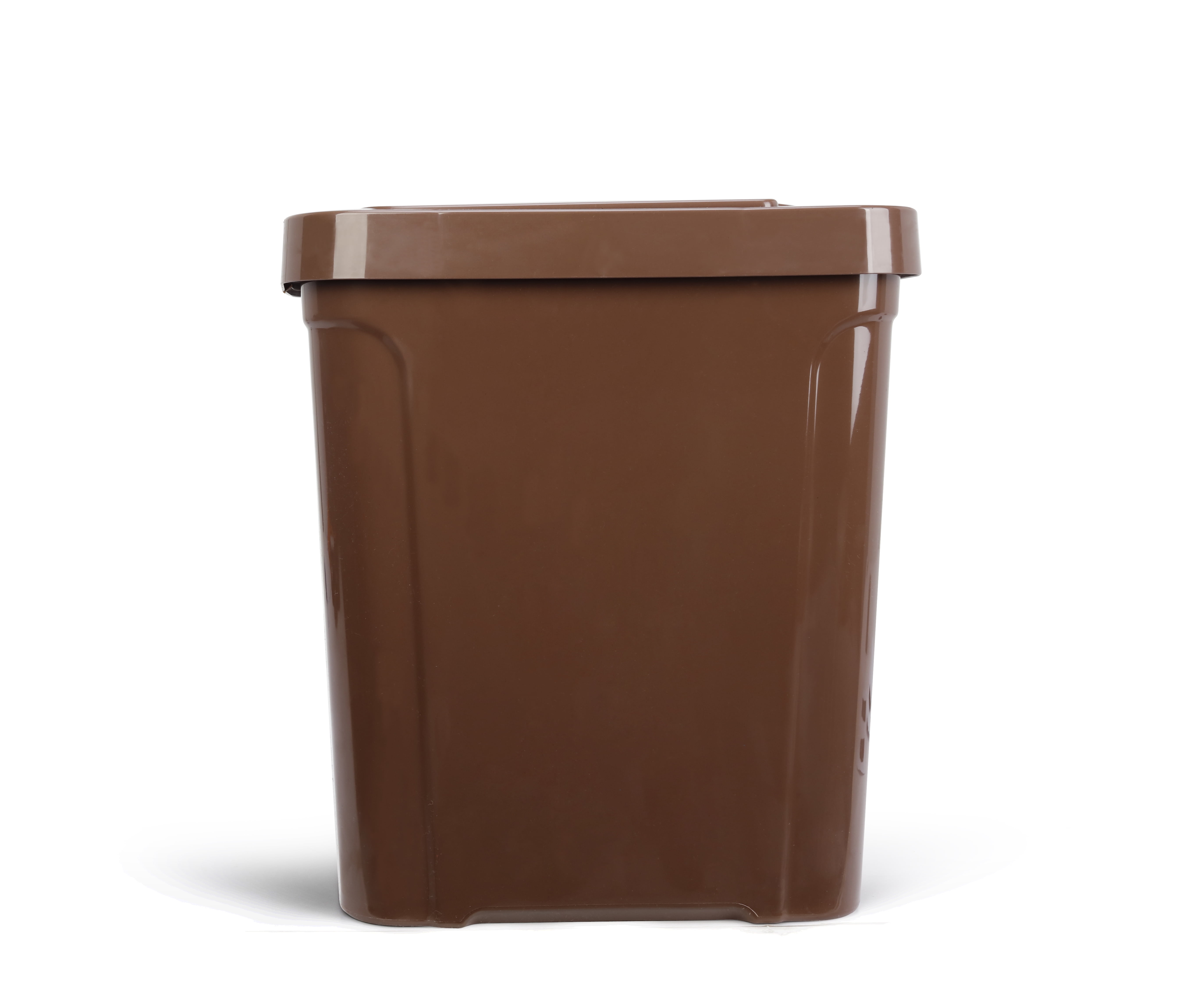 Heavy Duty Plastic 30-Gallon Kitchen Trash Can with Easy Open Lid in Brown  