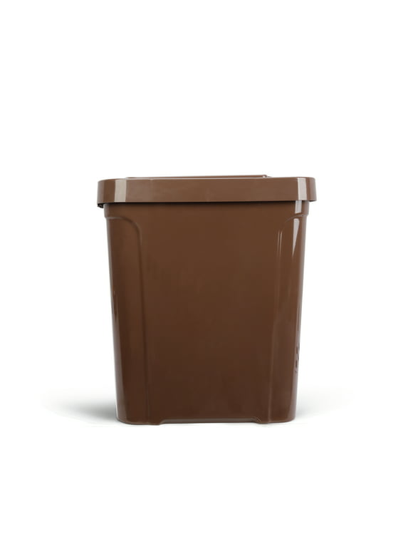 Mainstays 7.6 gal Plastic Touch Top Lid Kitchen Trash Can, Brown