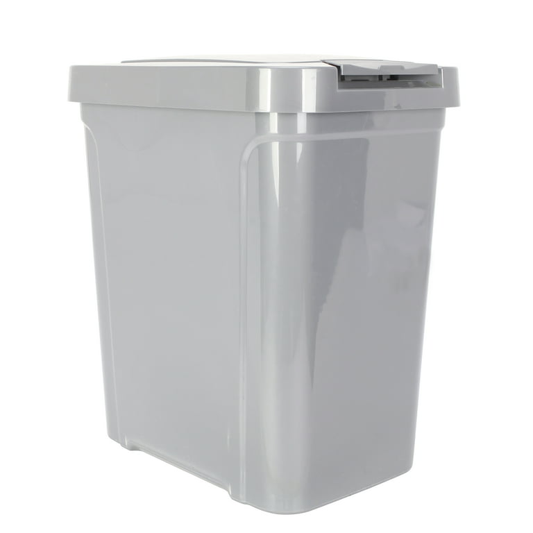 Mainstays 13 Gallon Trash Can, Plastic Swing Top Kitchen Trash Can, Gray 