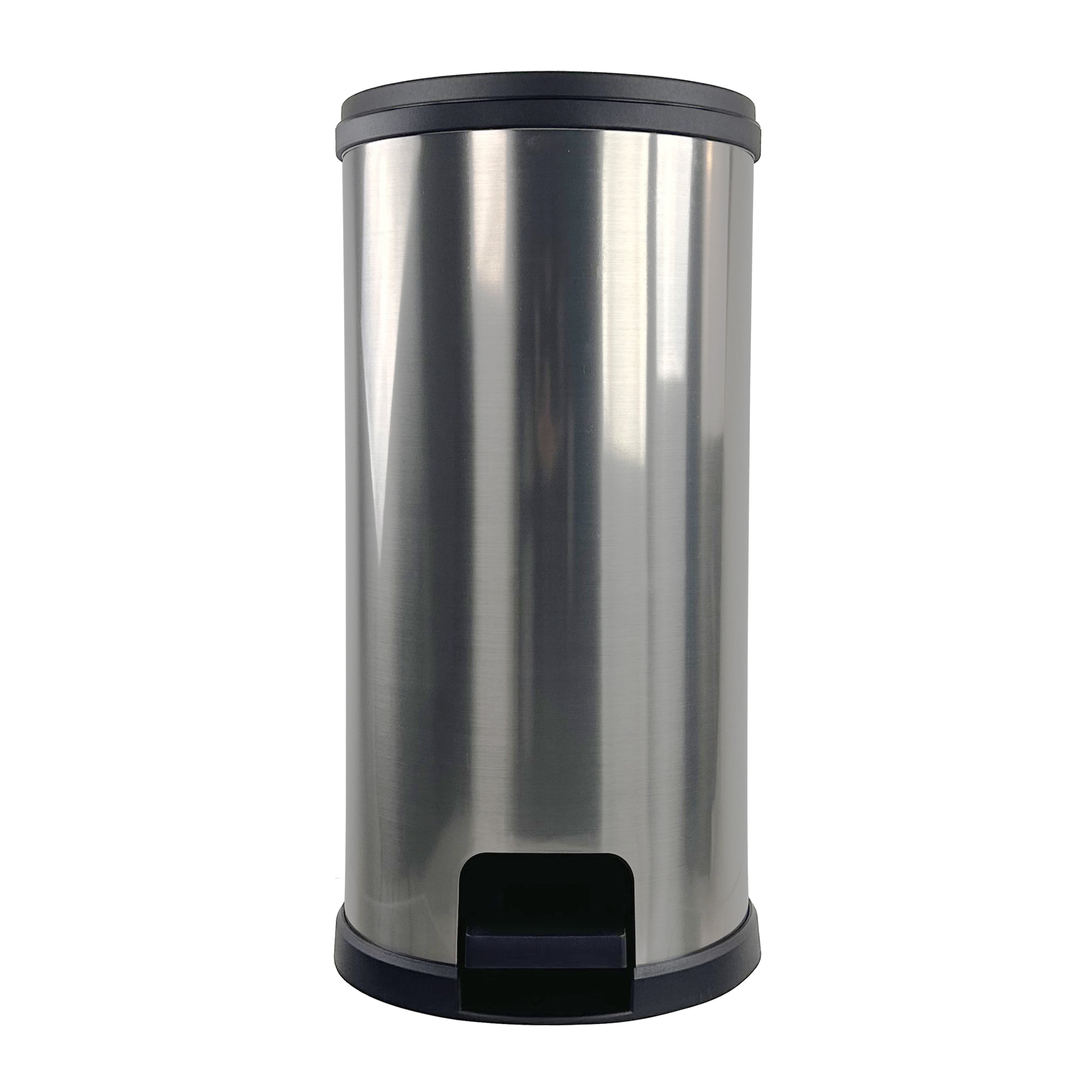 POLISHED STAINLESS STEEL SILVER WASTEBASKET TRASH CAN 10 TALL 8.5 WIDE -  NICE! - mundoestudiante