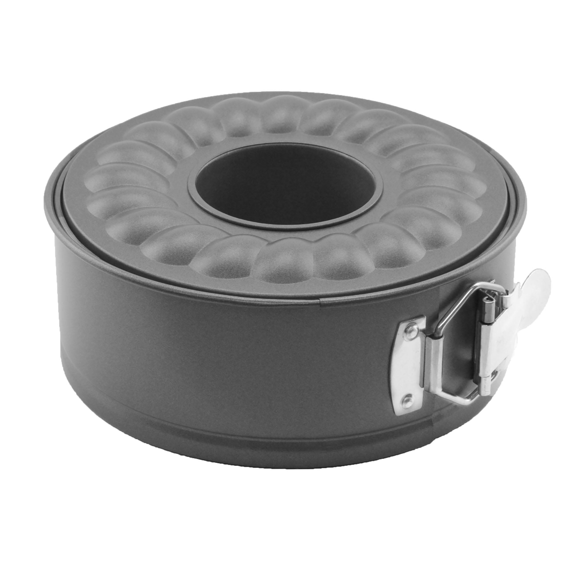 Mainstays 7” Diameter Nonstick 2in1 Fluted Cake Pan, Bundform Cake Pan, Gray