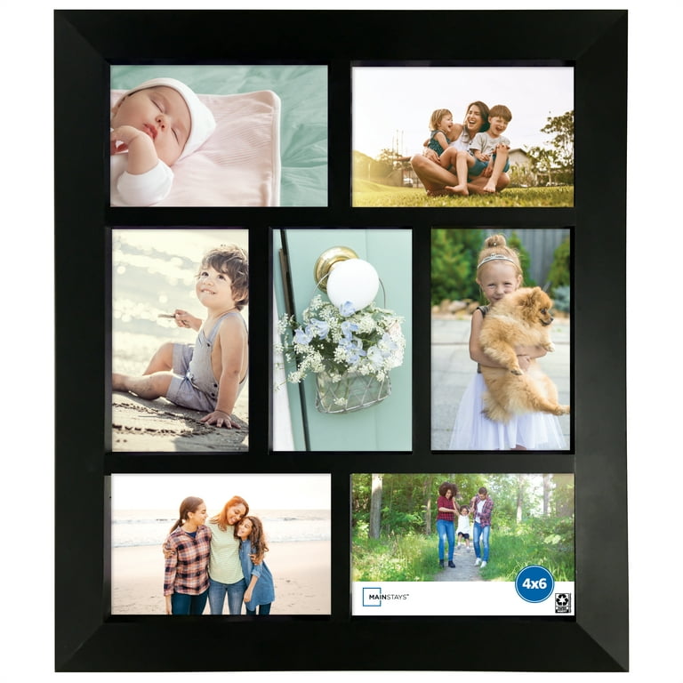 4x6 Black Collage Wood Frame with 4-openings, 2 directions - Picture  ThisFramed