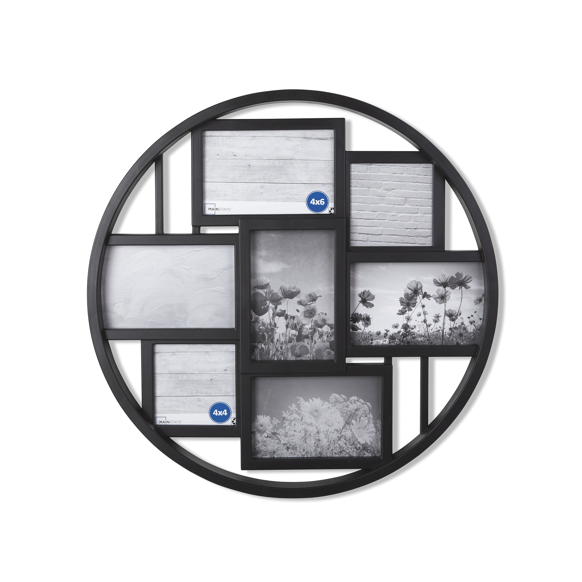 Mainstays 7-Opening 4x6 and 4x4 Round Black Collage Picture Frame - image 1 of 5