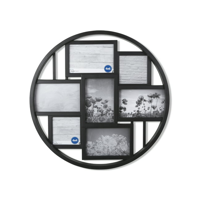 Mainstays 7-Opening 4x6 and 4x4 Round Black Collage Picture Frame