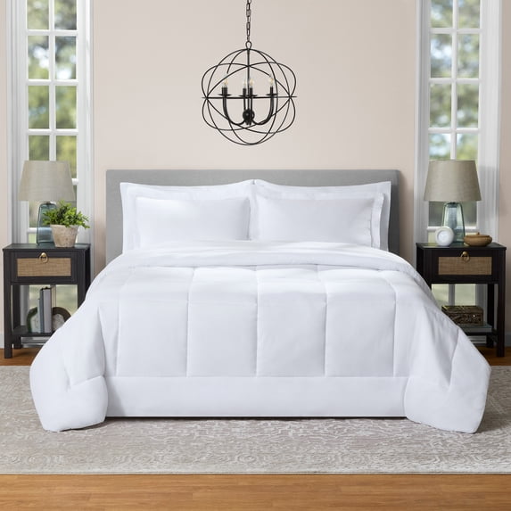 Mainstays All in One Reversible Comforter and Sheet set- 7 Piece, King, White