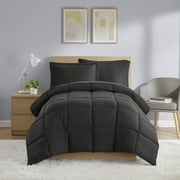 Mainstays Down Alternative Reversible 7-Piece Bed-in-a-Bag Comforter Set, Full, Black