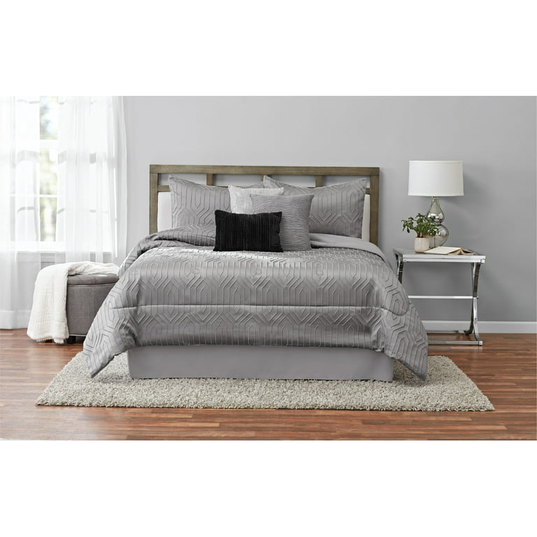 Mainstays 7-Piece Grey Bed in a Bag Comforter Set with Coverlet