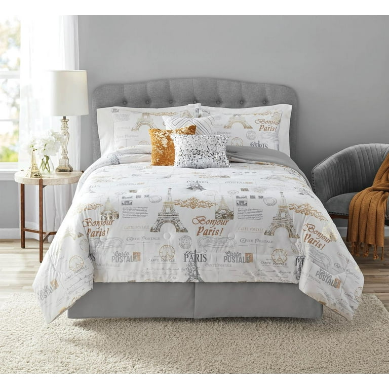 Mainstays queen paris print bed in a bag bedding deals