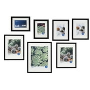 Mainstays Black Multi-Size Matted Picture Frame Set, Gallery Wall Photo Frames, Set of 7