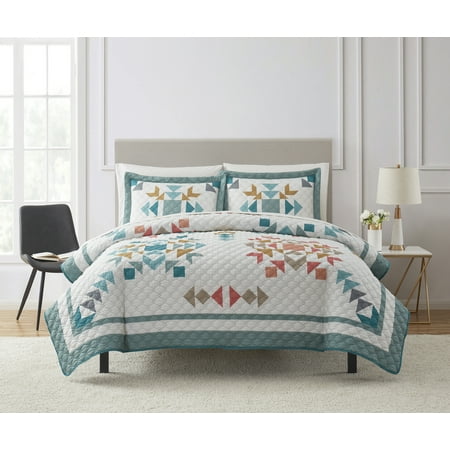 Mainstays 7 Piece Multicolor Quilt Set with Sheets, King