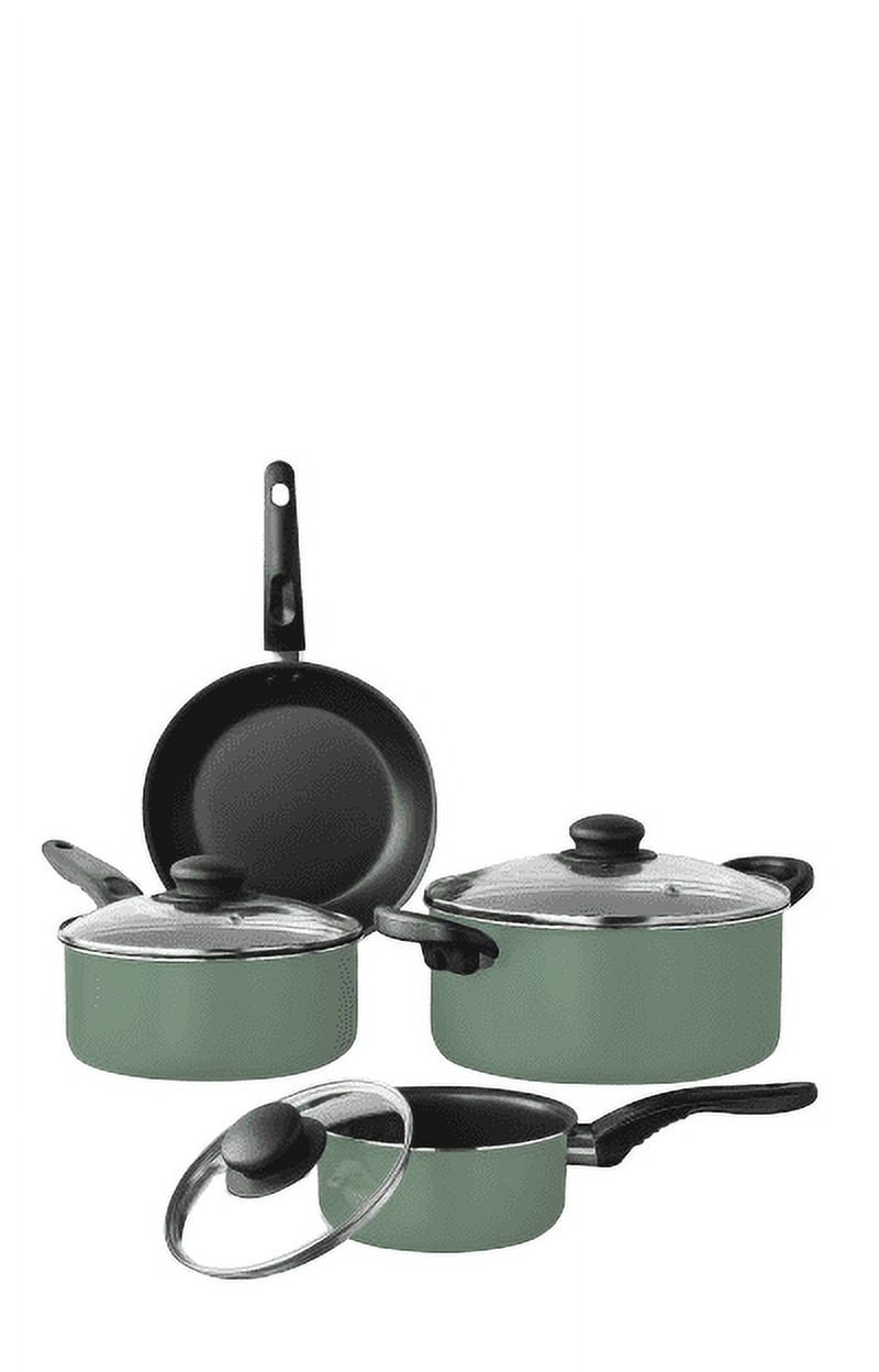 Mainstays 7 Piece Nonstick Aluminum Pots and Pans Cookware Mainstays 7 Piece Nonstick Aluminum Pots and Pans Cookware