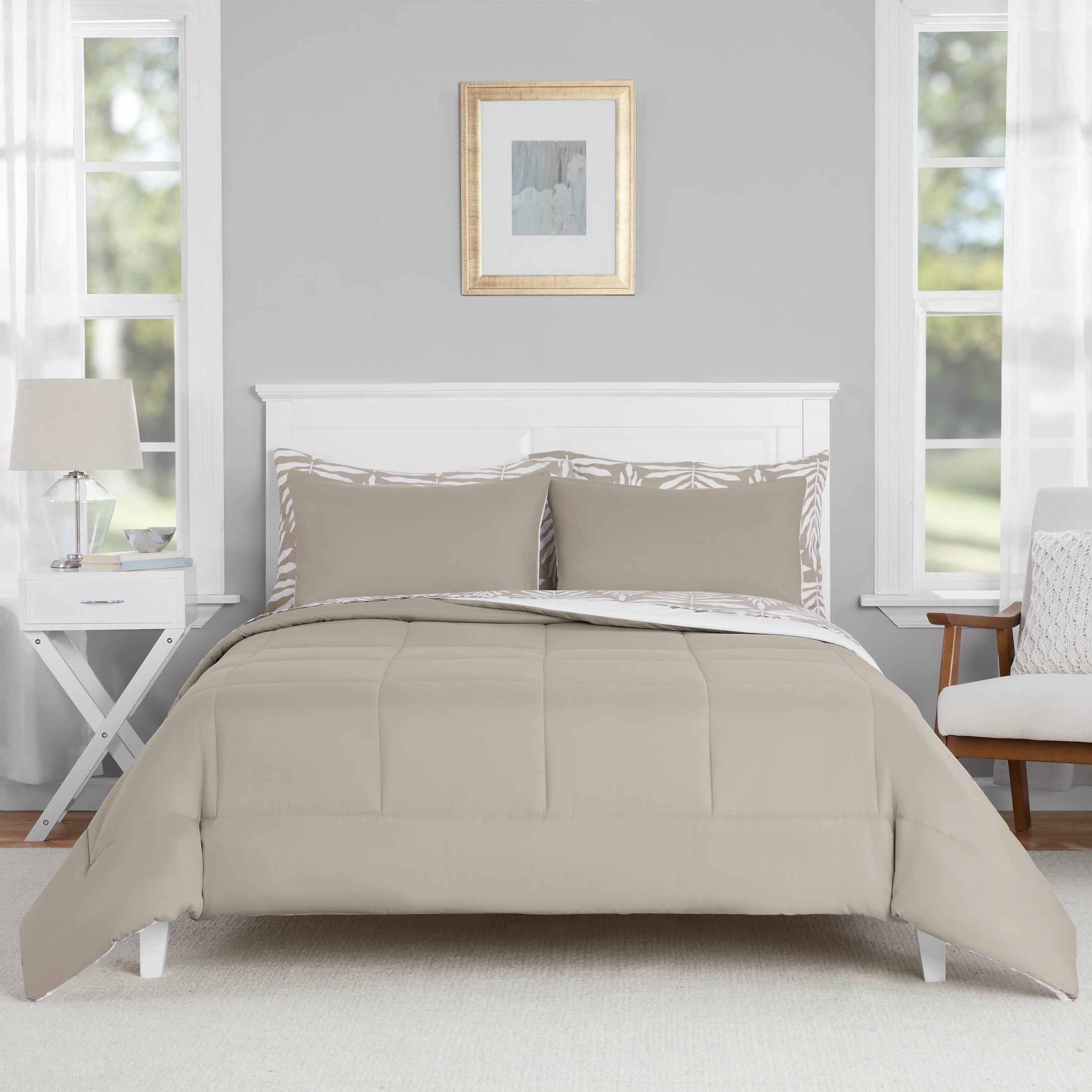 Mainstays Floral Reversible 7-Piece Bed in a Bag – Queen Comfort