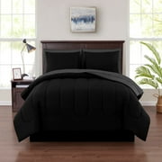 Mainstays 7 Piece Reversible Bed in a Bag Comforter Set with Sheets, Black, King