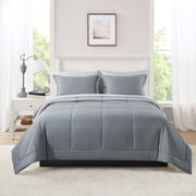 Mainstays All in One Reversible Comforter and Sheet Set, 7-Piece, Full, Gray
