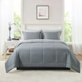 thumbnail image 1 of Mainstays 7-Piece Reversible Bed in a Bag Comforter Set with Sheets, Gray, King, 1 of 12
