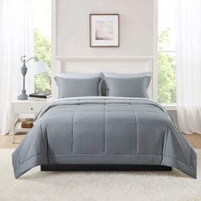 Mainstays Reversible Bed-in-a-Bag Comforter and Sheet Set, 7-Piece, Queen, Gray
