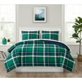 thumbnail image 1 of Mainstays 7 Piece Reversible Bed in a Bag Comforter Set with Sheets, Green Plaid, Queen, 1 of 7
