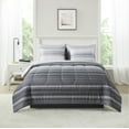 thumbnail image 1 of Mainstays 7-Piece Reversible Bed in a Bag Comforter Set with Sheets, Gray Stripe Ombre, Queen, 1 of 14