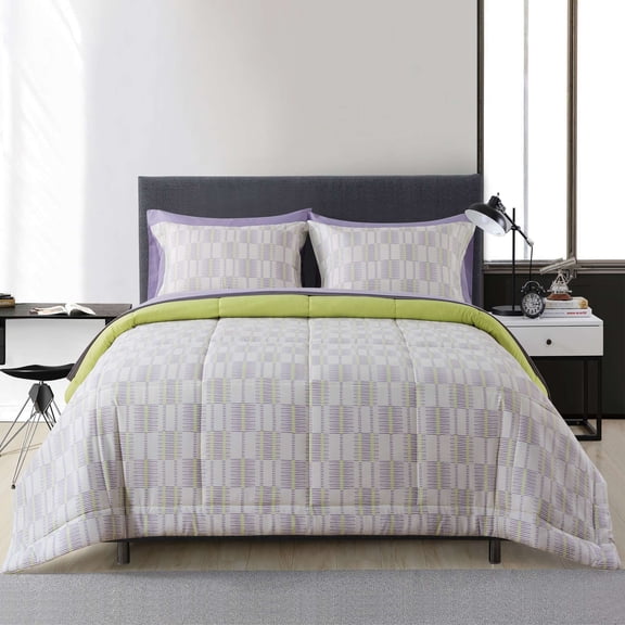 Mainstays 7-Piece Reversible Bed in a Bag with Laundry Tote, Modern Geo, Queen