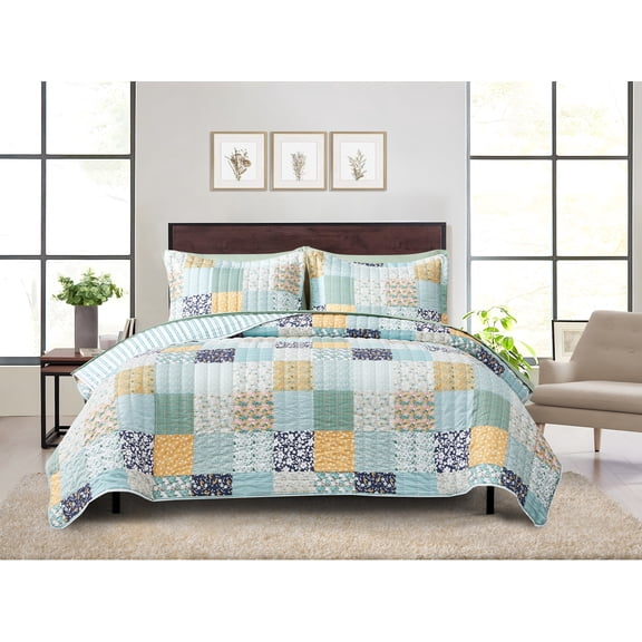 Mainstays All in One Lightweight Quilt Set and Sheet Set -7 Piece, Full, Patchwork
