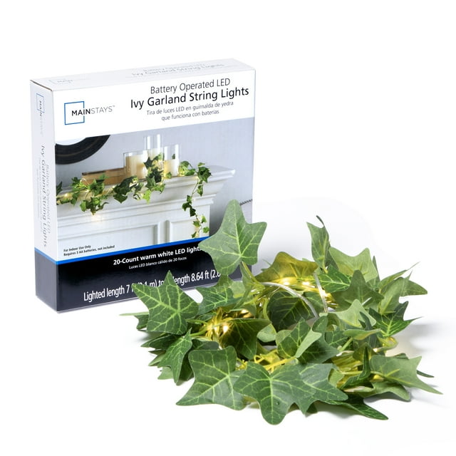 Mainstays 7 ft. Ivy String Lights (Battery Operated, Warm White LED