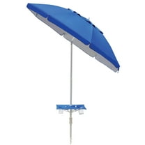 Mainstays 7 ft Round Blue Beach Umbrella, UV Protection UPF 50 