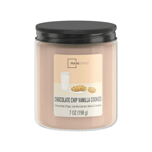 Mainstays Chocolate Chip Vanilla Cookies Scented Single-Wick Glass Jar Candle with Twist Lid, 7 oz