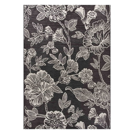 Mainstays 7' x 10' Black & White Floral Outdoor Rug
