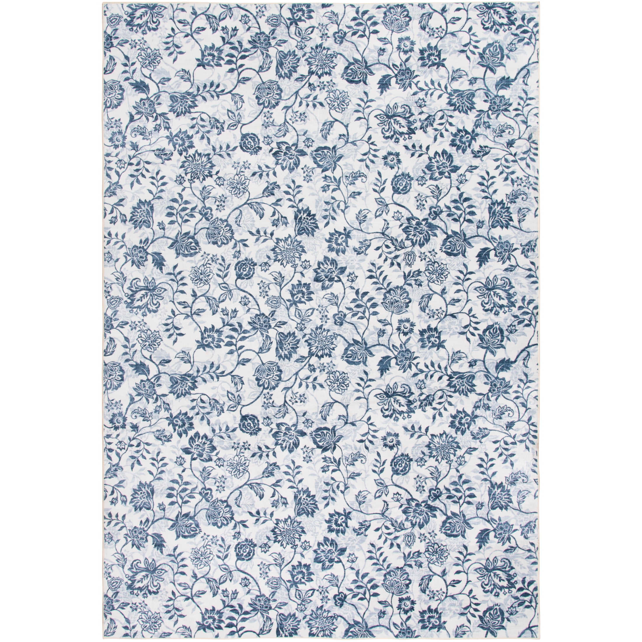 Mainstays Blue Floral Faux Fur Indoor Area Rug, 7'x10'