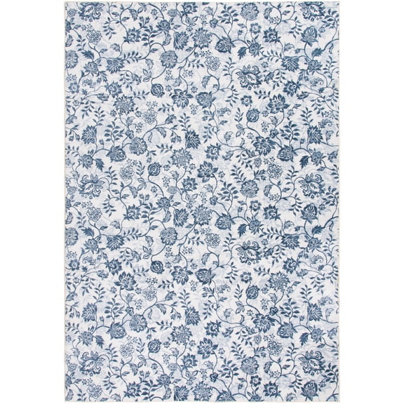 Mainstays Blue Floral Faux Fur Indoor Area Rug, 7'x10'