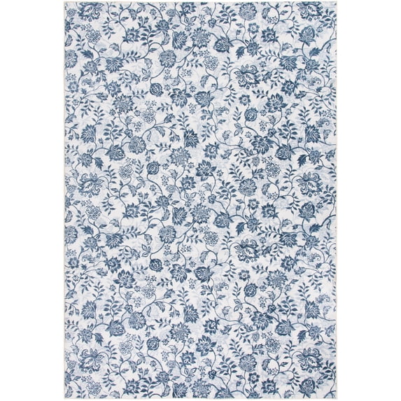 Mainstays Blue Floral Faux Fur Indoor Area Rug, 7'x10'